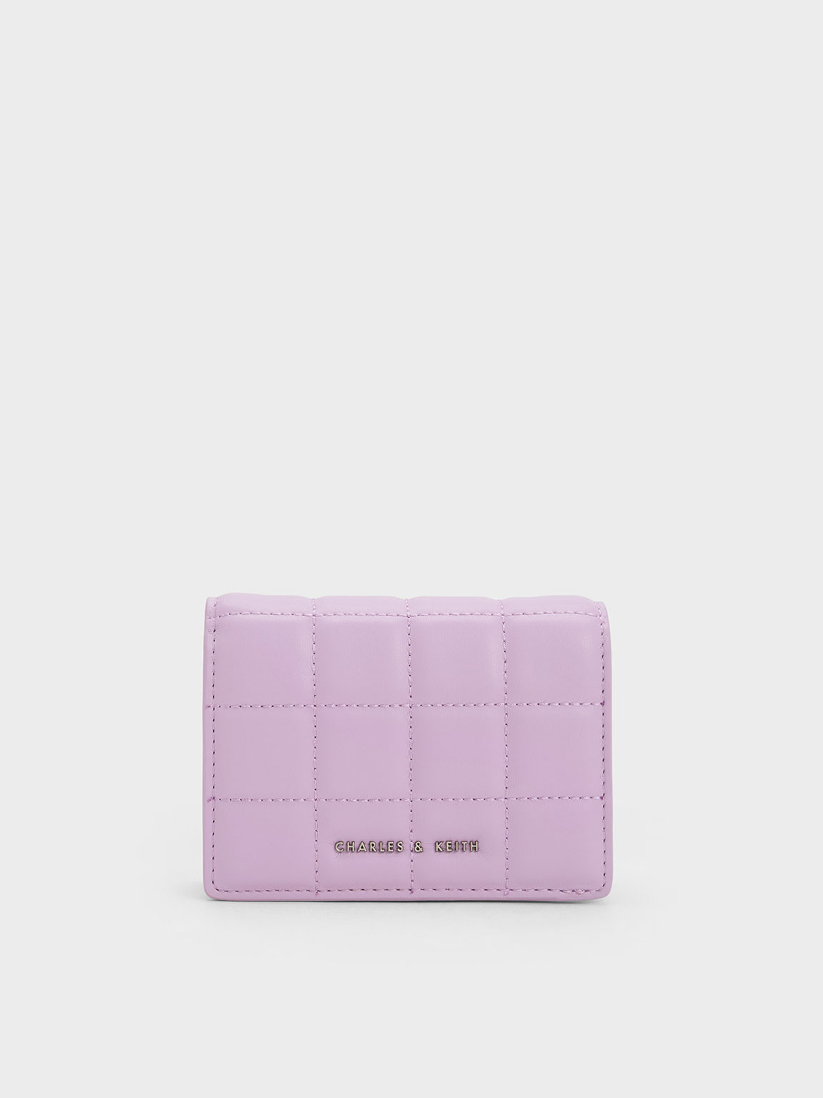 Charles & Keith Quilted Mini Short Wallet In Lilac