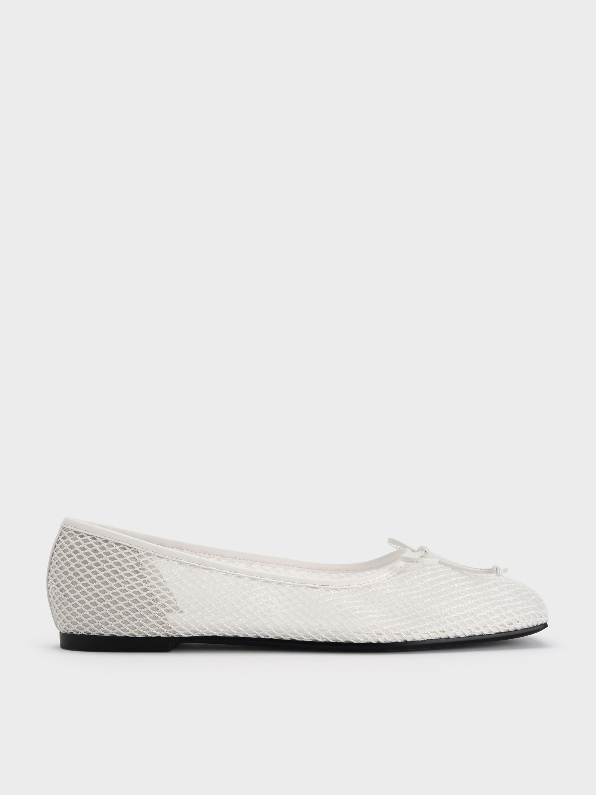 Charles & Keith - Mesh Square-Toe Bow Ballet Flats Charles & Keith - Mesh Square-Toe Bow Ballet Flats