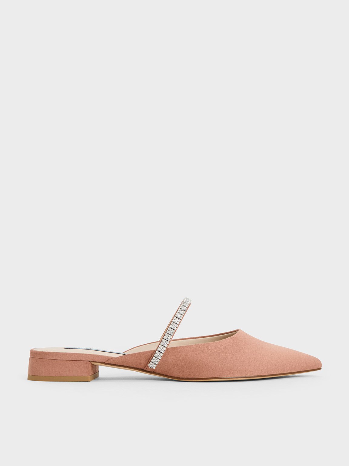 Charles & Keith Ambrosia Gem-embellished Mules In Nude