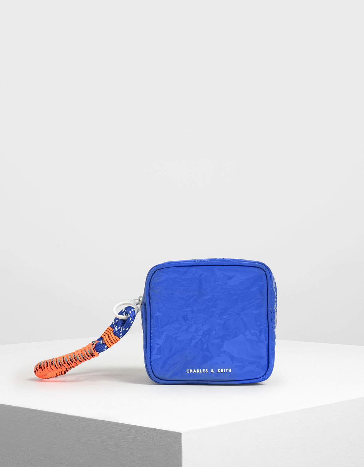 

Crumpled Effect Zipper Pouch, Blue