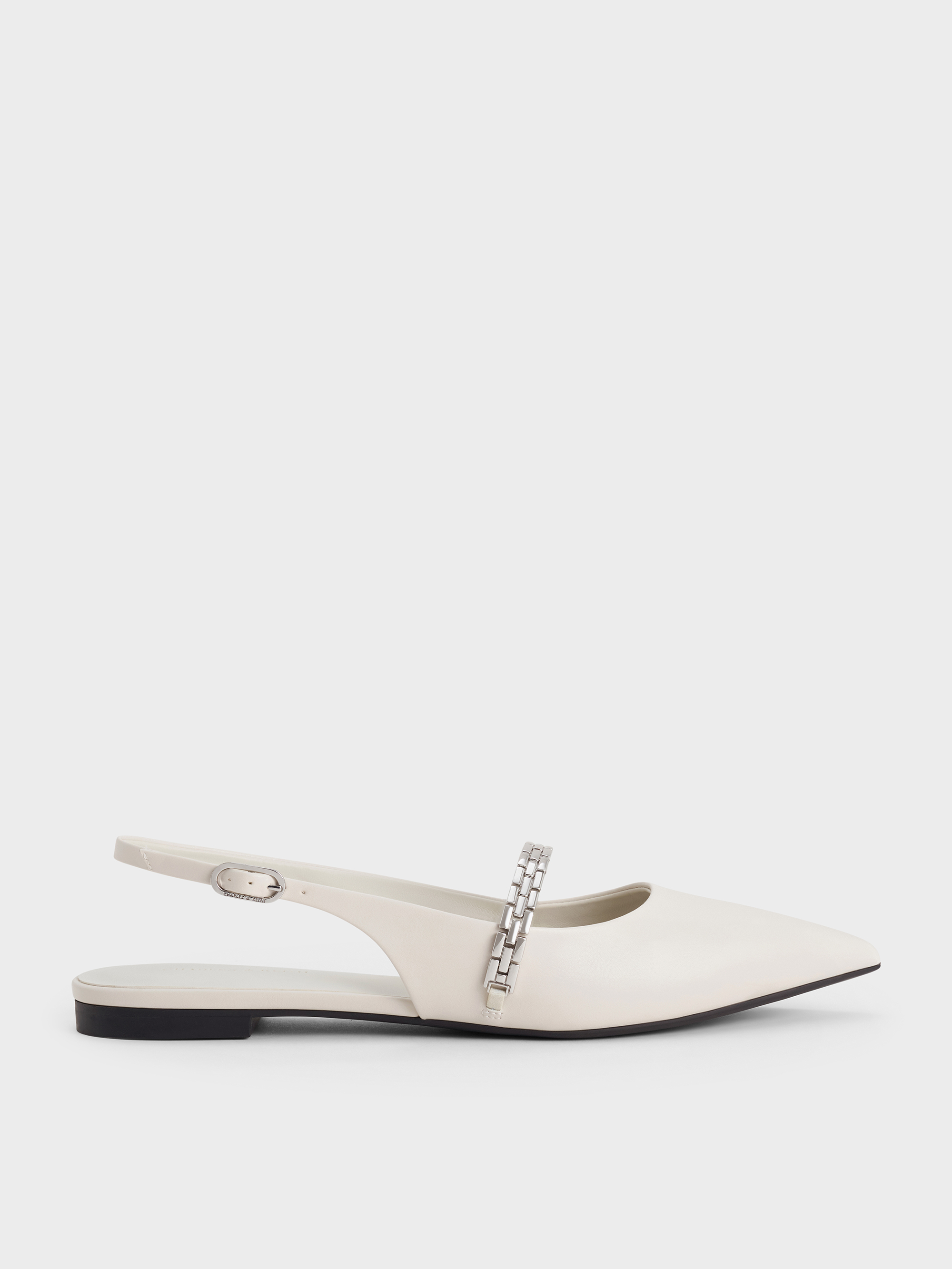 Charles & Keith - Chain-Strap Pointed-Toe Slingback Flats