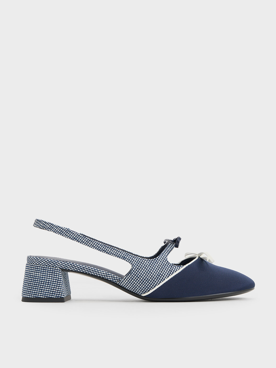 Charles & Keith - Dorri Textured Double-Bow Slingback Pumps