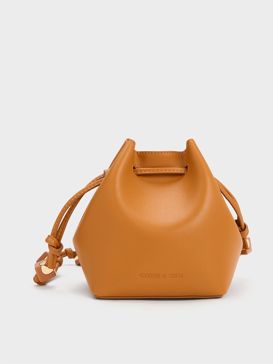 Charles & Keith Cube Knotted Bucket Bag In Orange
