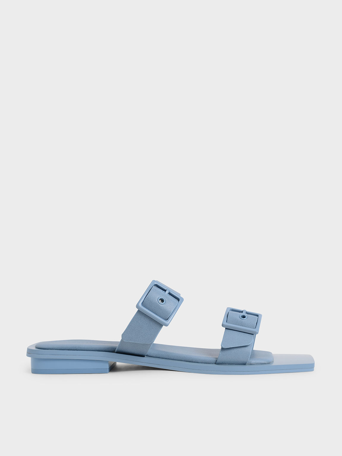 

Square Toe Buckled Slide Sandals