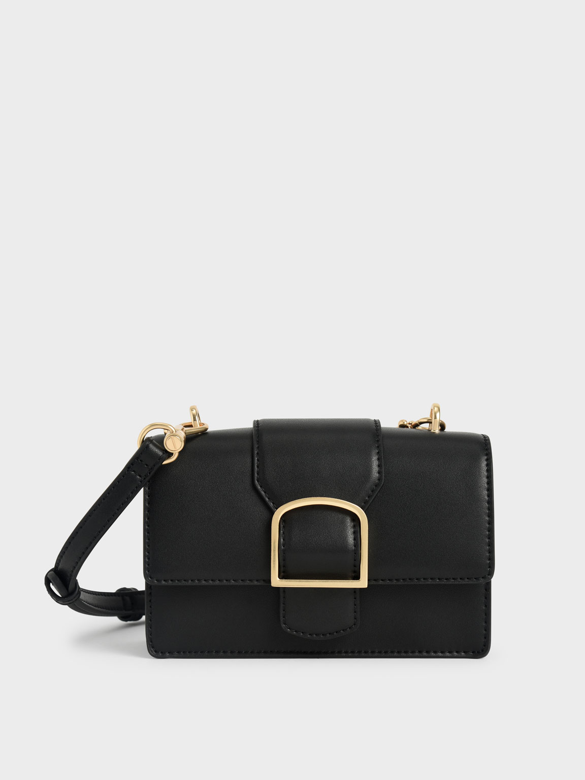 

Metallic Buckle Crossbody Bag, Black