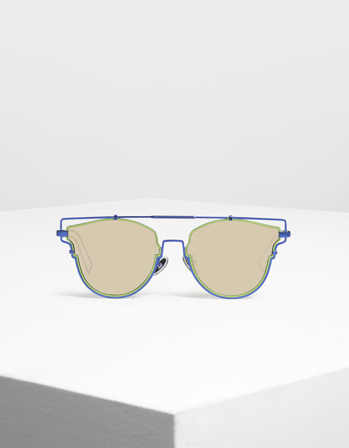 

Wire Frame Geometric Sunglasses, Blue