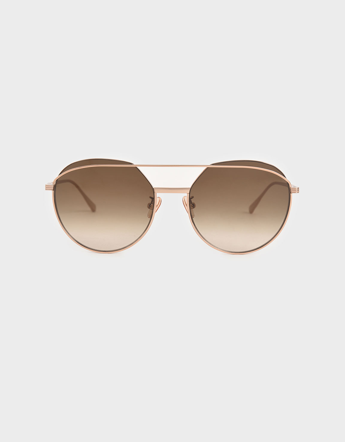 

Double Bridge Wireframe Aviator Sunglasses, Rose gold