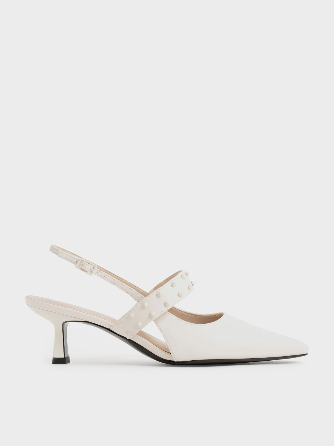 

Studded Slingback Pumps, Chalk