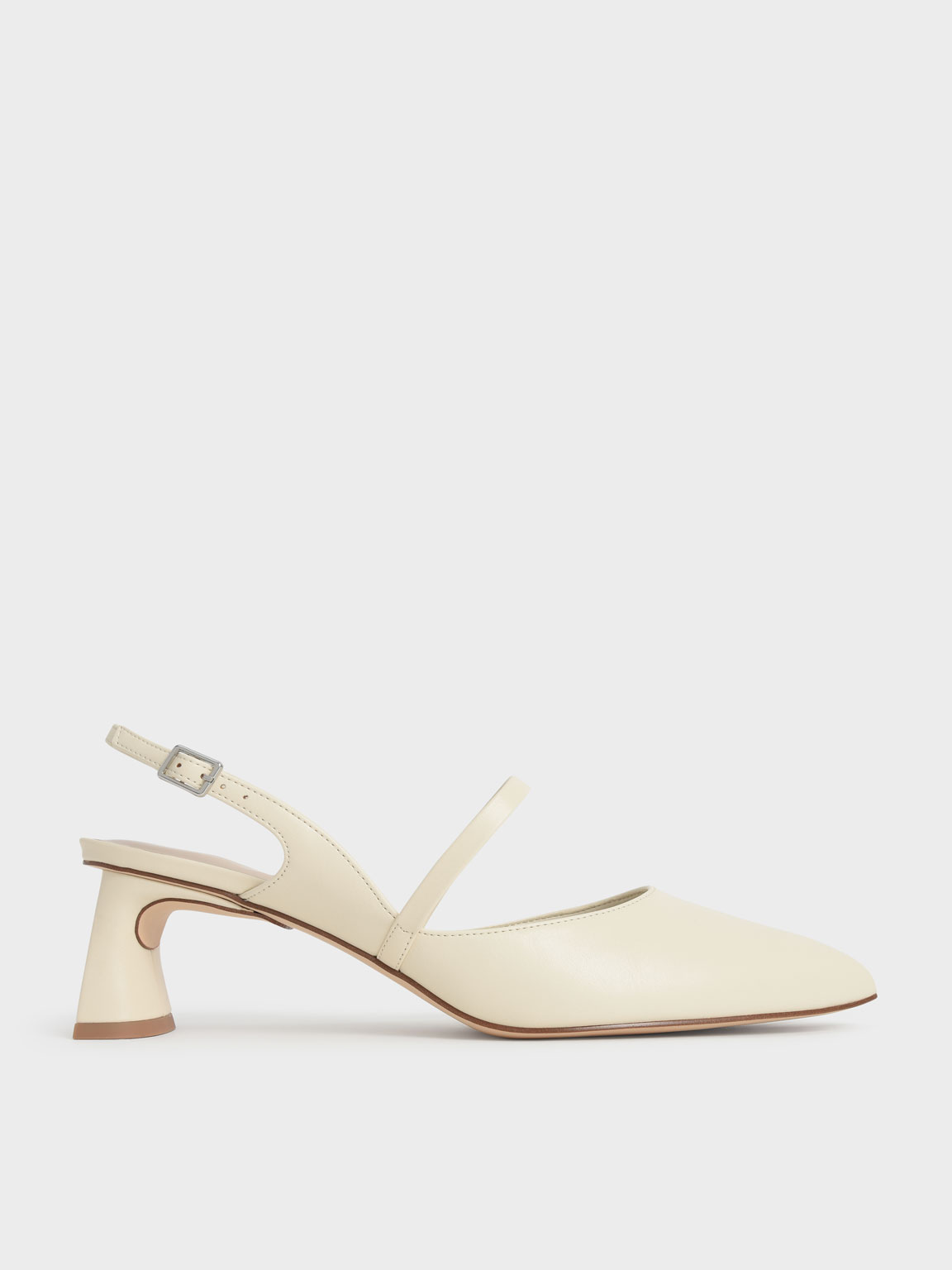 

Sculptural Heel Slingback Mary Janes, Chalk