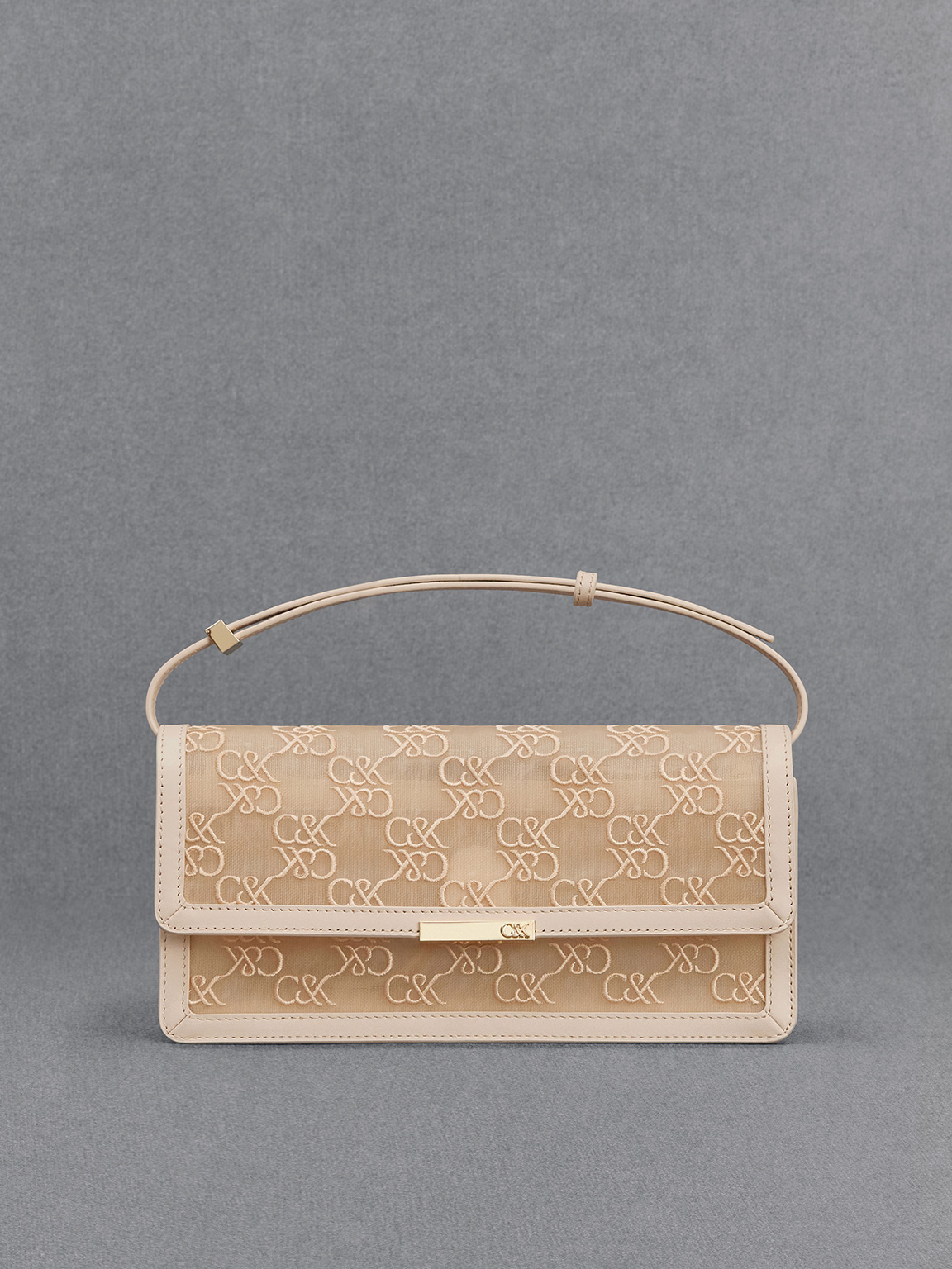 Charles & Keith - Mesh & Leather Monogram Shoulder Bag Charles & Keith - Mesh & Leather Monogram Shoulder Bag