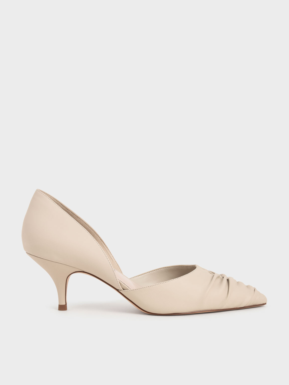 

Ruched D'Orsay Court Shoes, Taupe