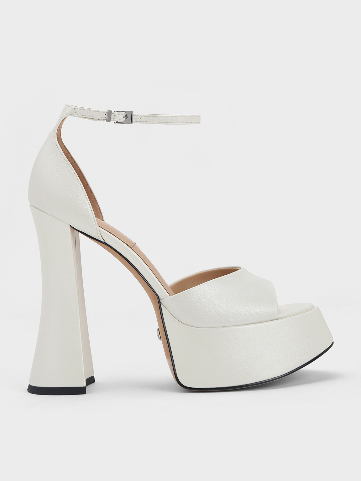 Charles & Keith Michelle Leather Platform Sandals In White