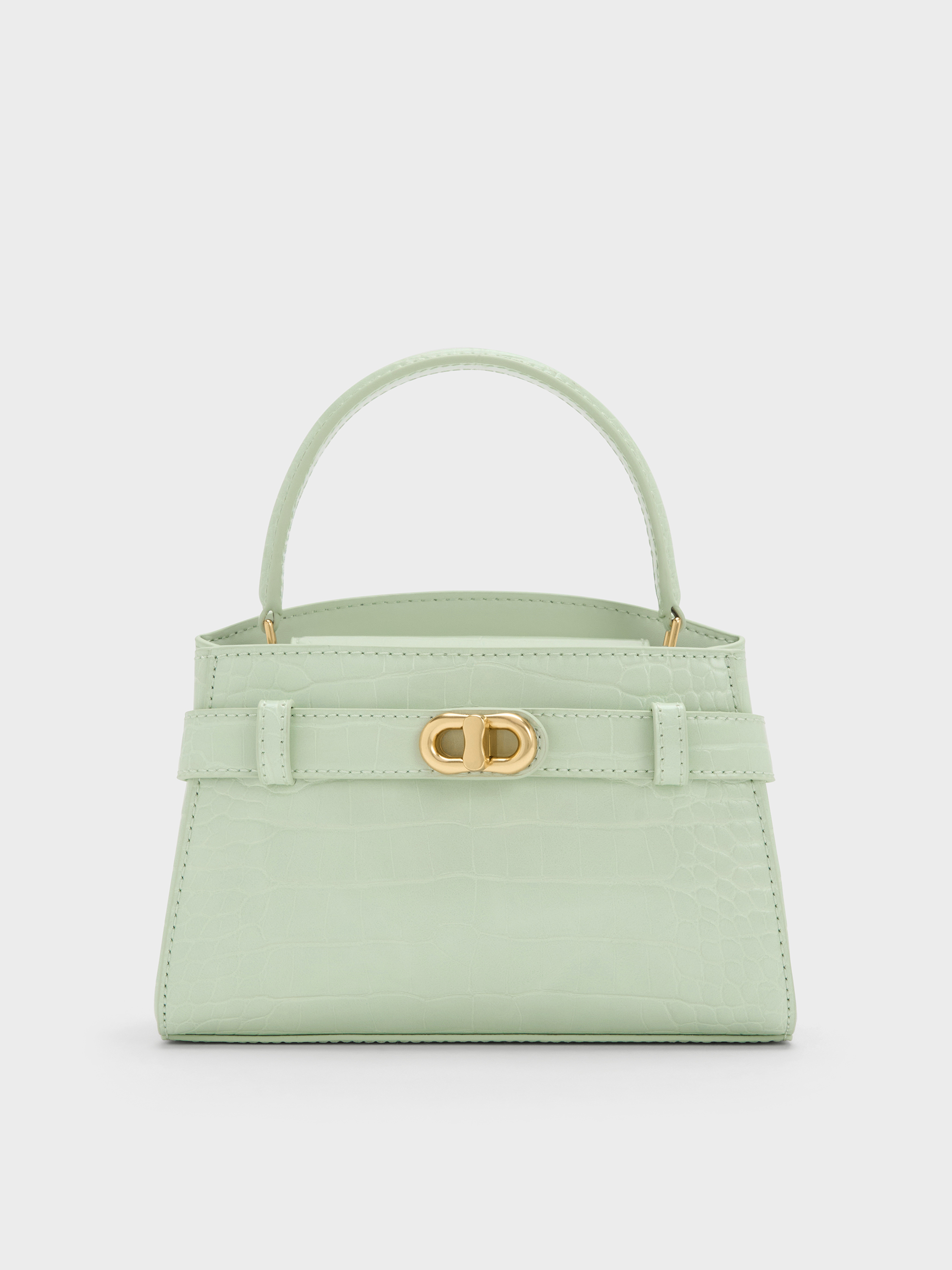 Charles & Keith - Aubrielle Croc-Effect Belted Top Handle Bag