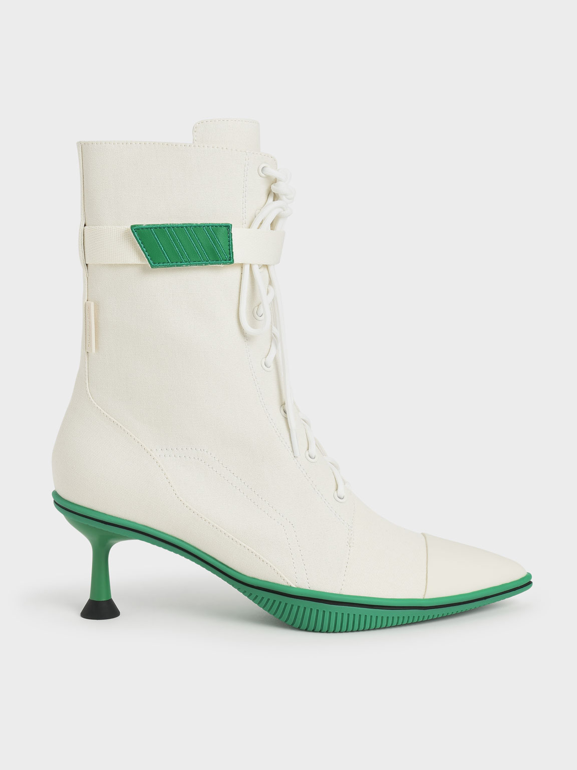 

Recycled Cotton Lace-Up Ankle Boots, White
