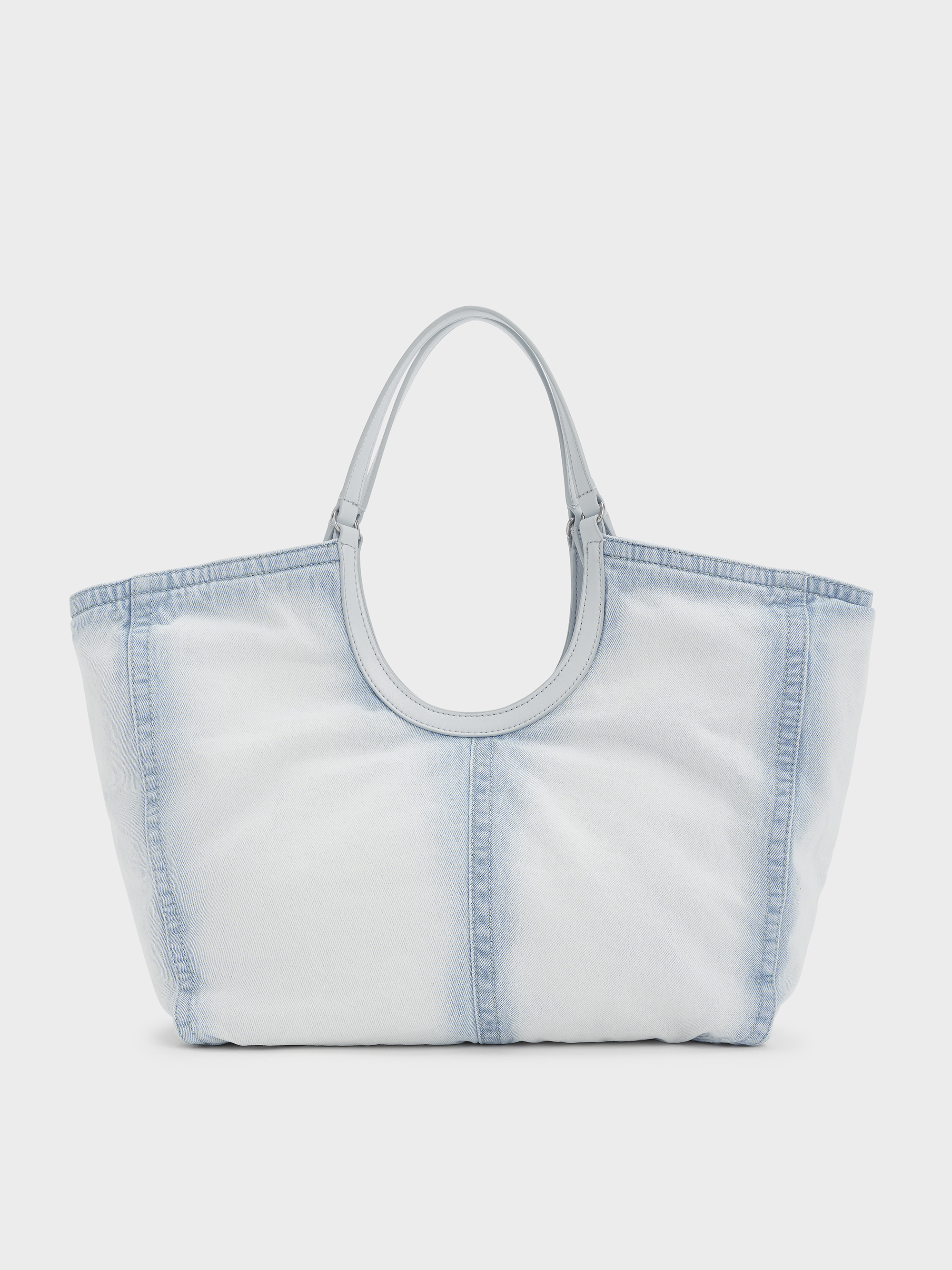 Charles & Keith - Ivette Washed Denim Tote Bag In Light Washed Denim