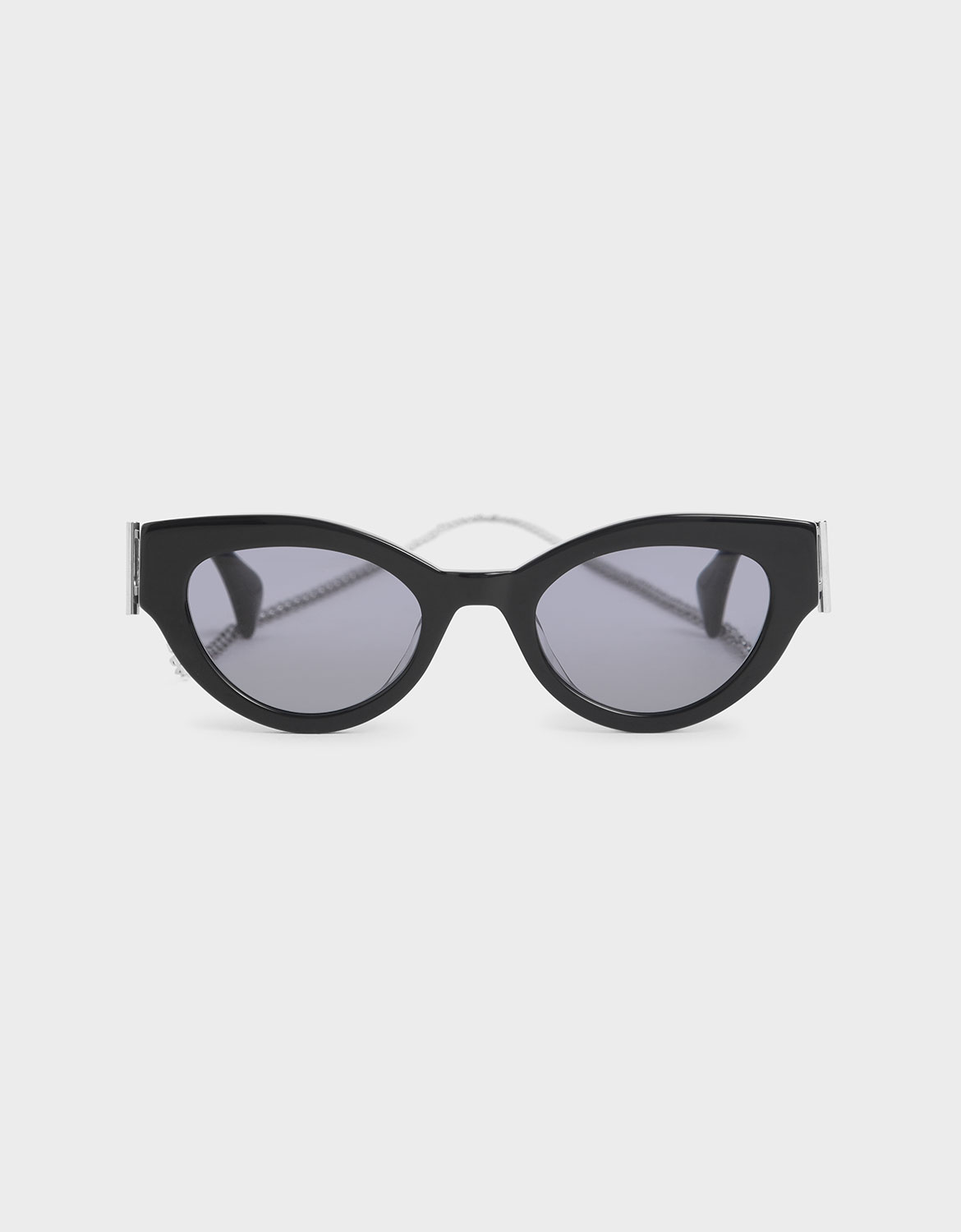 

Chain Link Oval Sunglasses, Black