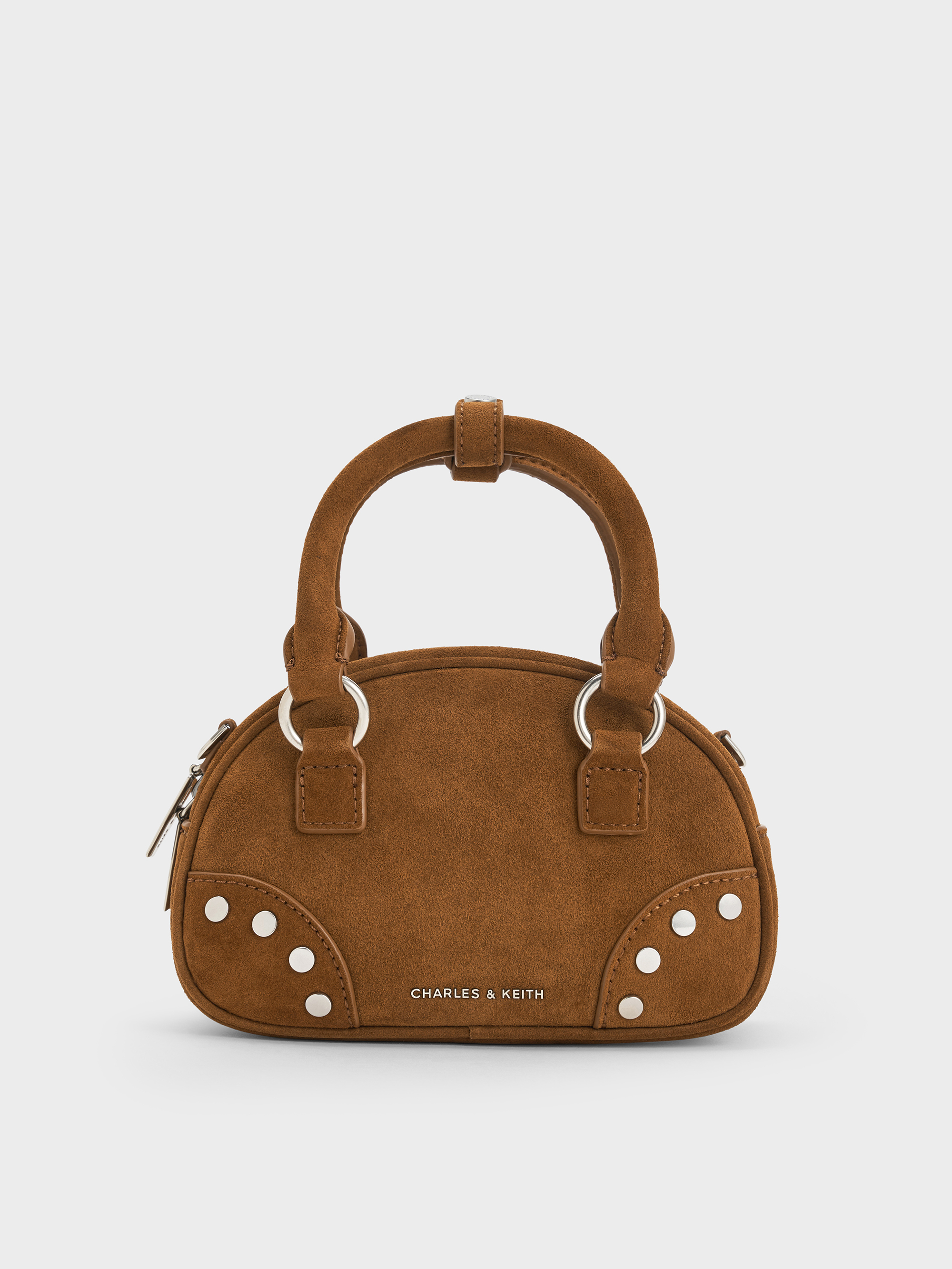 Charles & Keith - Bobbie Recycled Suede Studded Top Handle Bag Charles & Keith - Bobbie Recycled Suede Studded Top Handle Bag