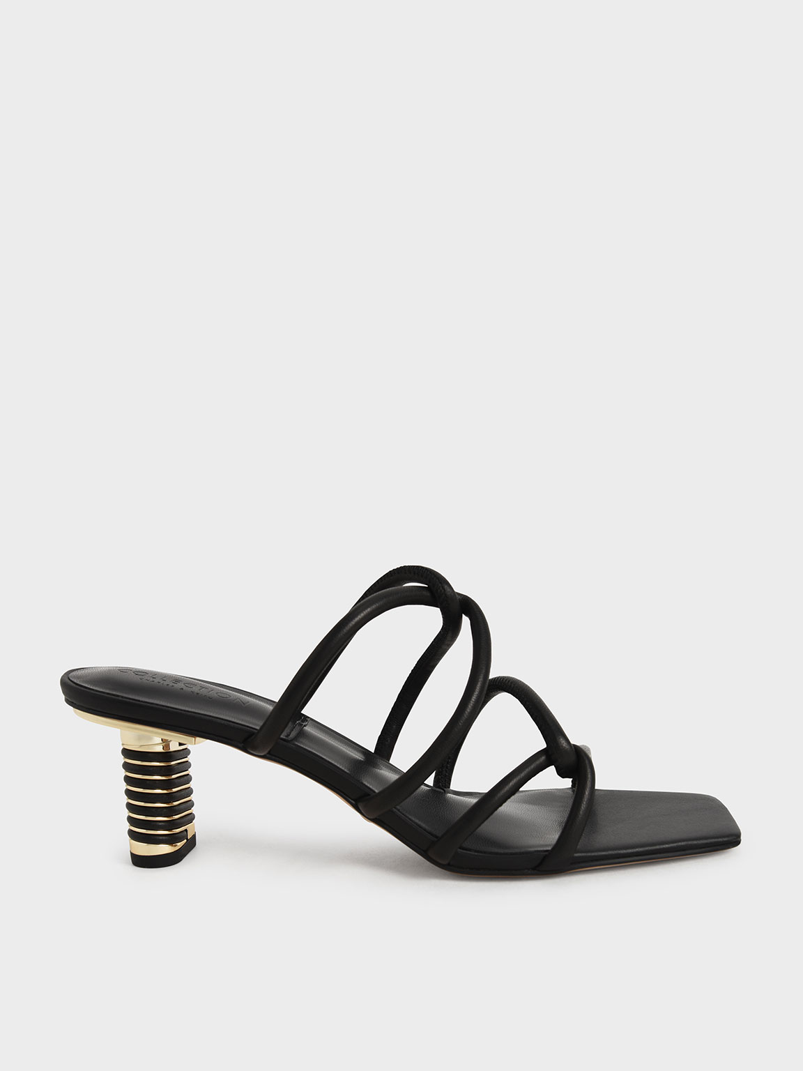 

Leather Tubular Strap Heeled Sandals