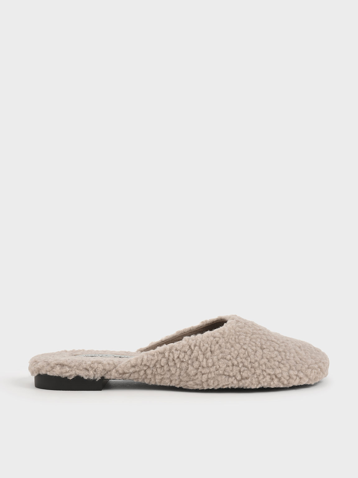 

Recycled PET - Furry Flat Mules, Taupe