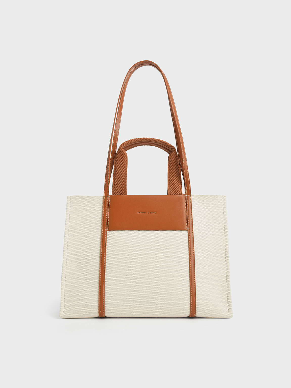 Cognac Shalia Canvas Tote Bag CHARLES & KEITH UK