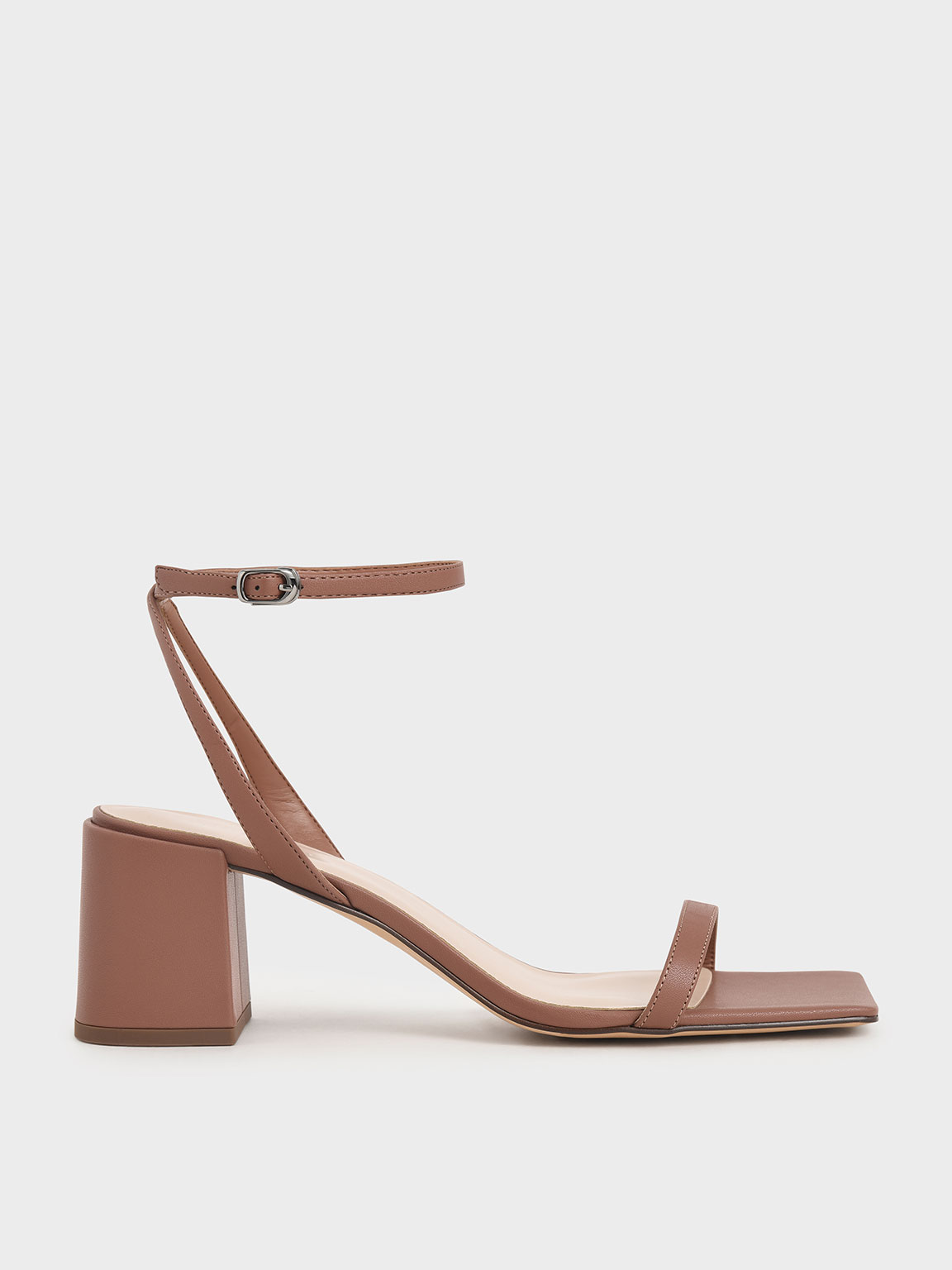 

Ankle Strap Block Heel Sandals, Brick