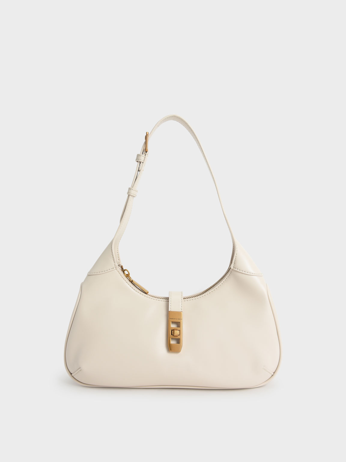 

Metallic Accent Hobo Bag, Cream