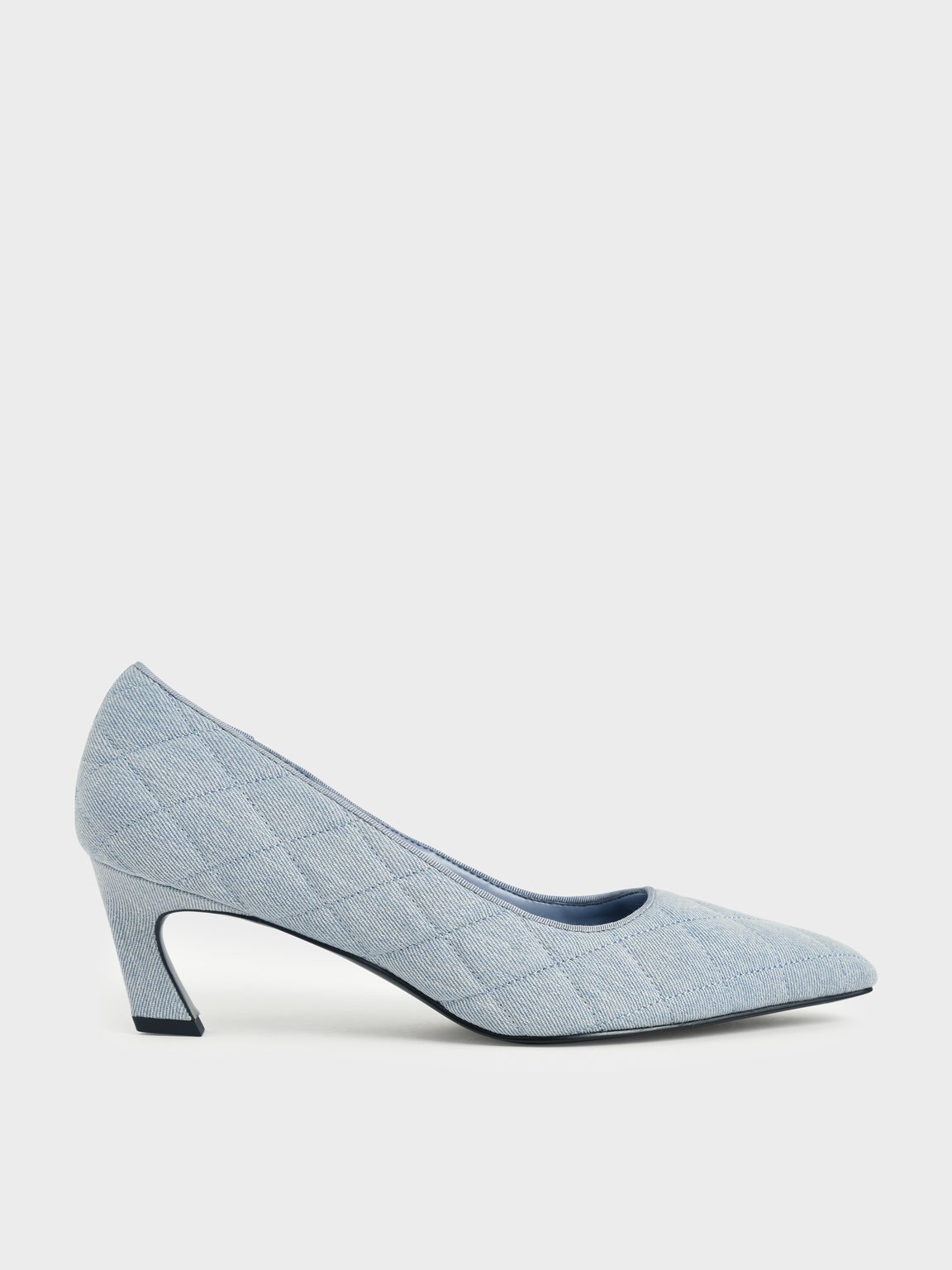 

Denim Quilted Pumps, Light blue