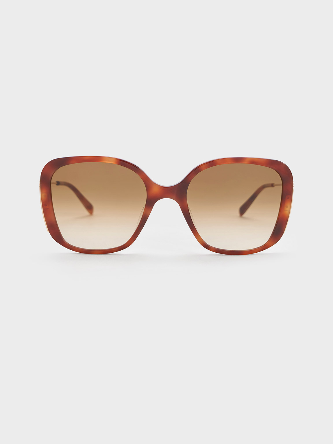 Charles & Keith Recycled Acetate Tortoiseshell-frame Butterfly Sunglasses In T. Shell
