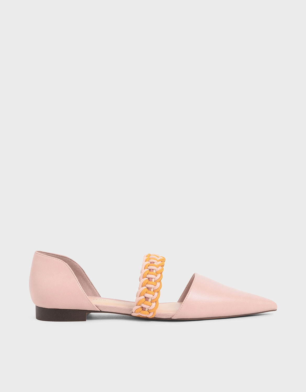 

Braided-Strap Mary Jane Flats, Nude