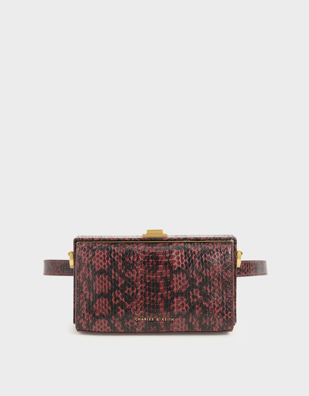 

Snake Print Rectangular Belt Bag, Clay