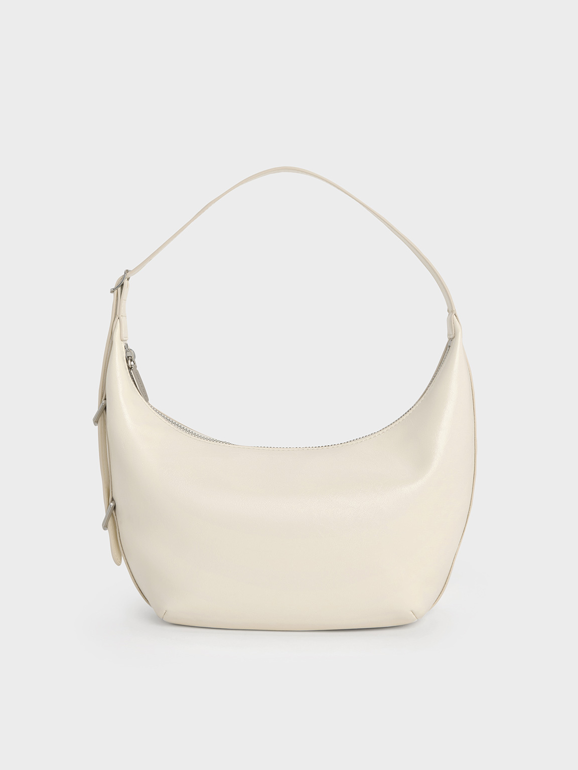 Charles & Keith - Bryna Curved Hobo Bag In Cream