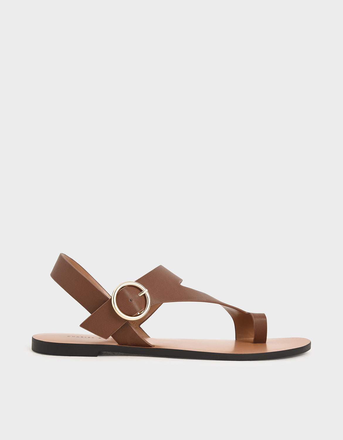 

Toe Loop Asymmetric Strap Flats, Brown