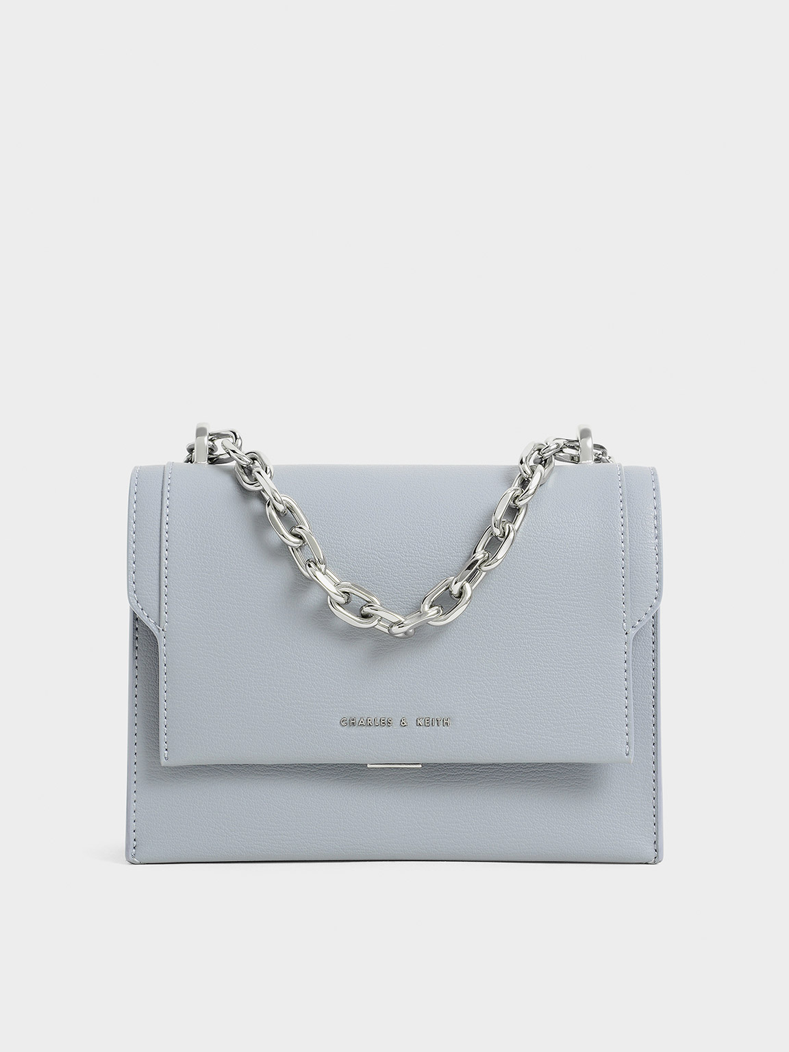 

Front Flap Chain Handle Crossbody Bag, Steel blue