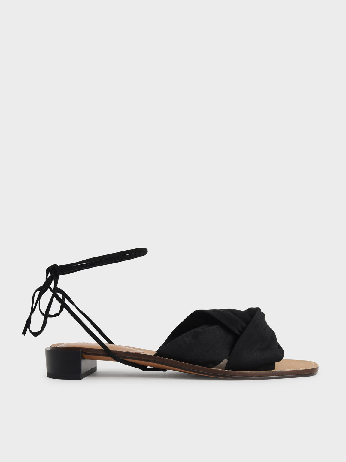 

Knotted Tie-Around Sandals, Black