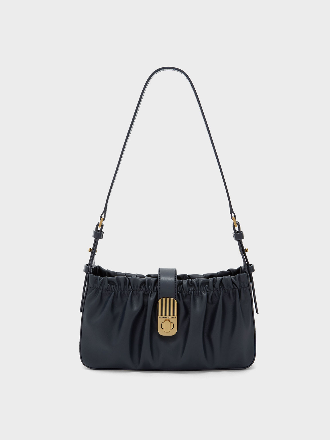 

Enya Ruched Turn-Lock Shoulder Bag