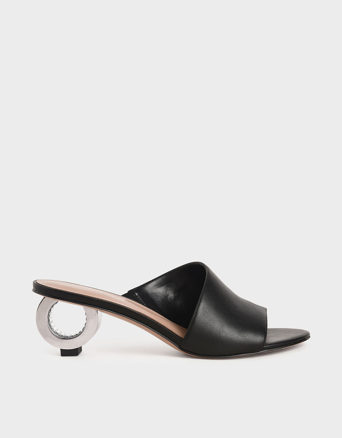 

Sculptural Heel Mules, Black