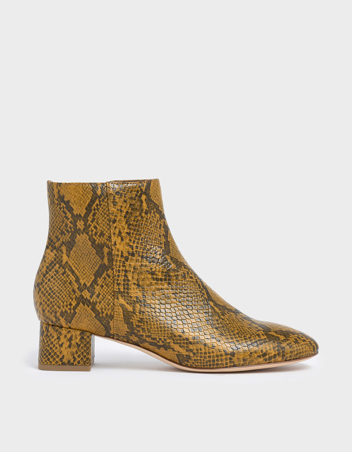 

Snake Print Block Heel Ankle Boots, Yellow