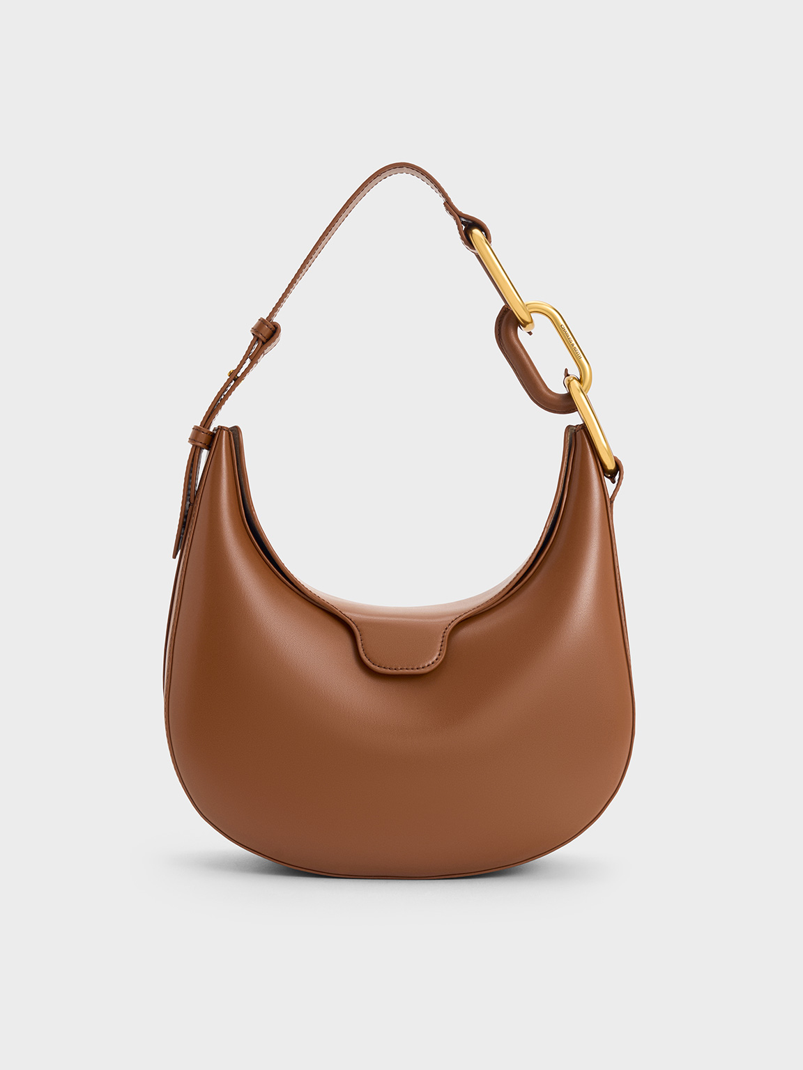 Chocolate Kora Metallic-Accent Moon Bag - CHARLES & KEITH UK