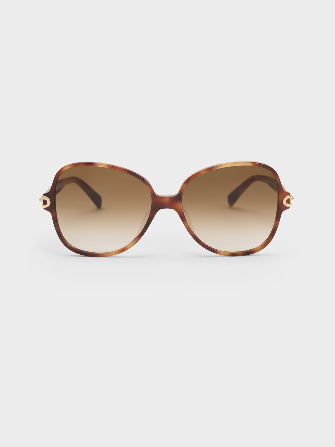 Charles & Keith Chain-link Oversized Butterfly Sunglasses In T. Shell