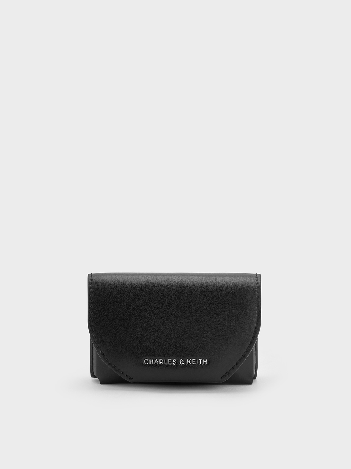 Charles & Keith - Enola Front Flap Wallet In Noir