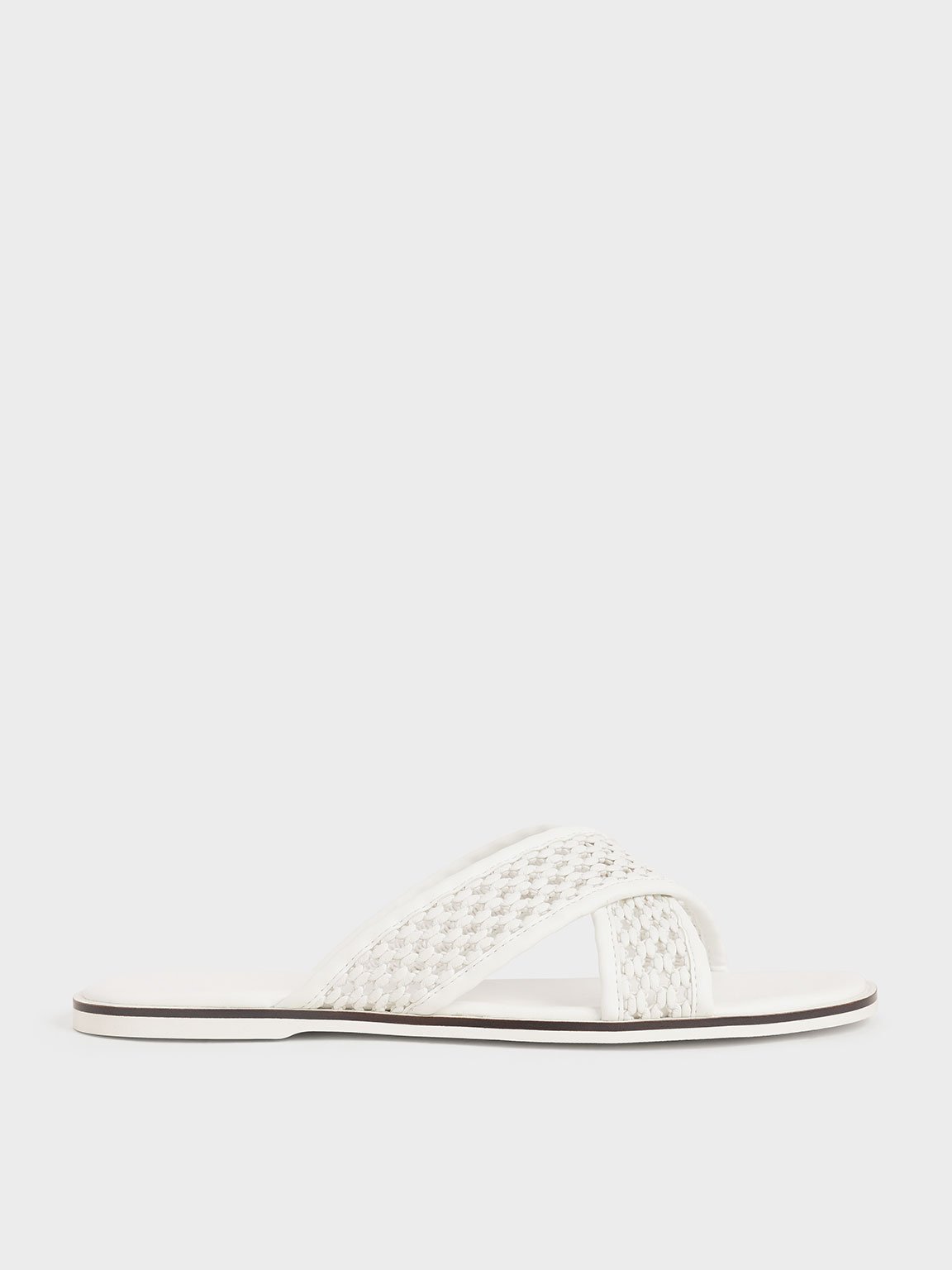 

Weave Detail Crossover Slides, White