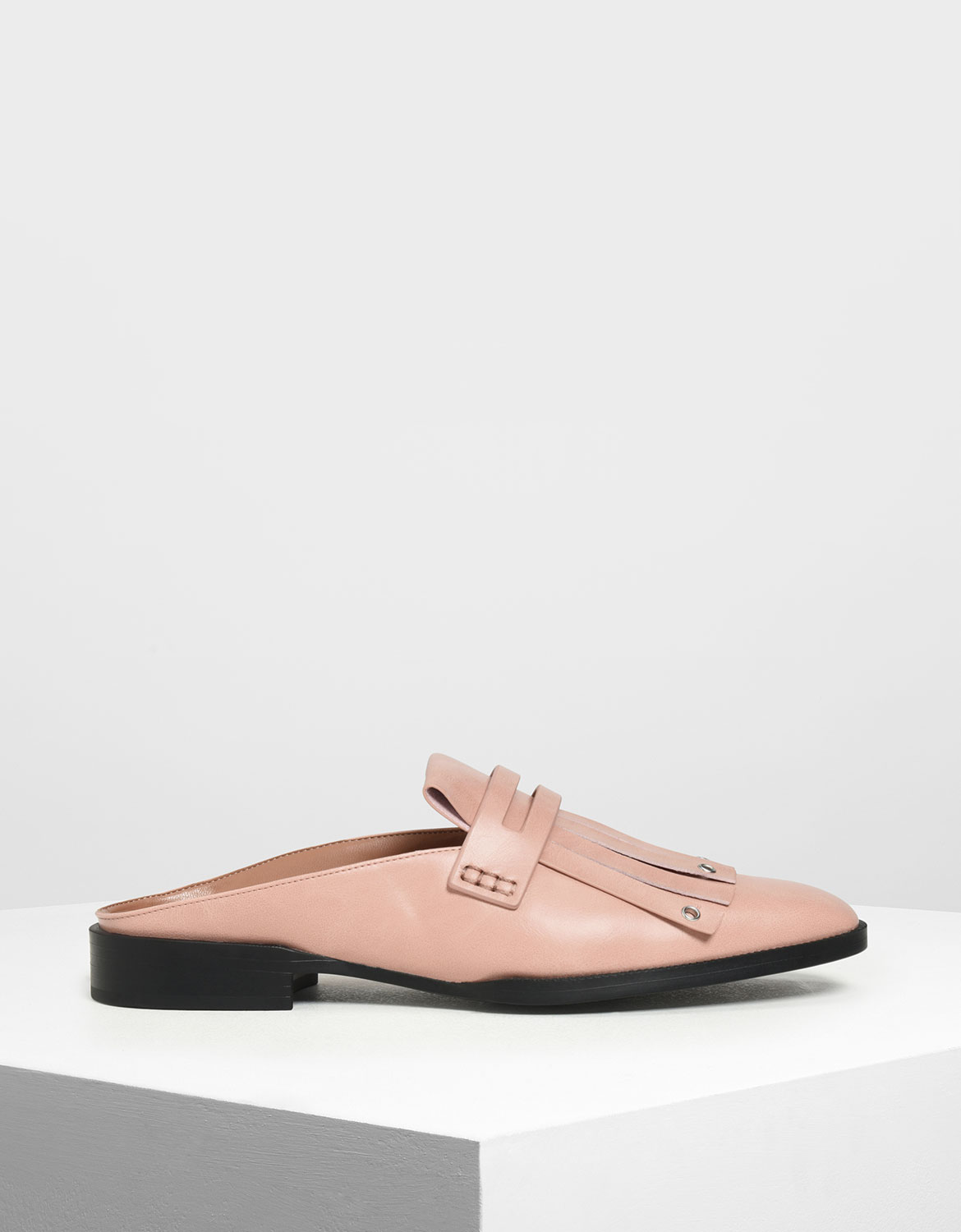 

Grommet Fringe Mules, Blush