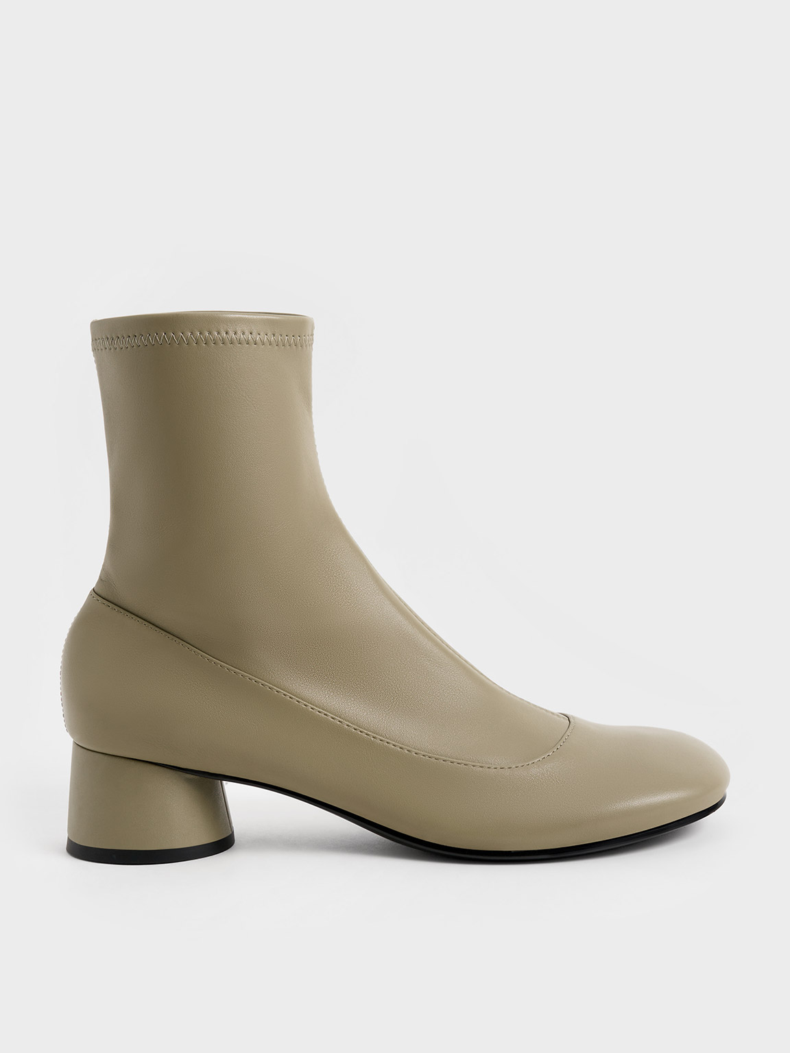 Charles & Keith Stitch-trim Ankle Boots In Olive