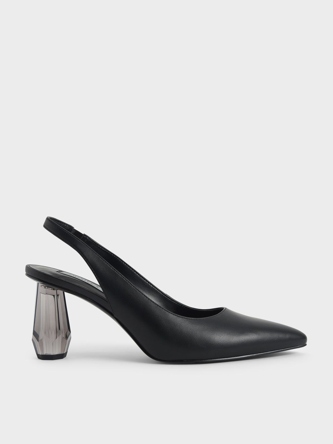 

Sculptural Heel Slingback Pumps, Black