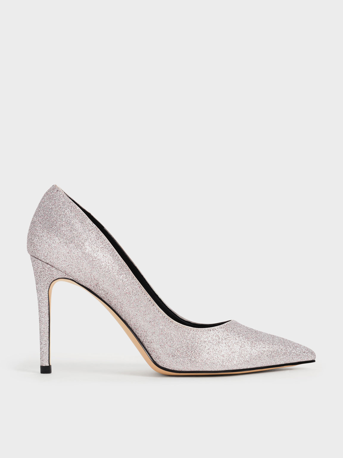 

Glitter Stiletto Pumps, Silver