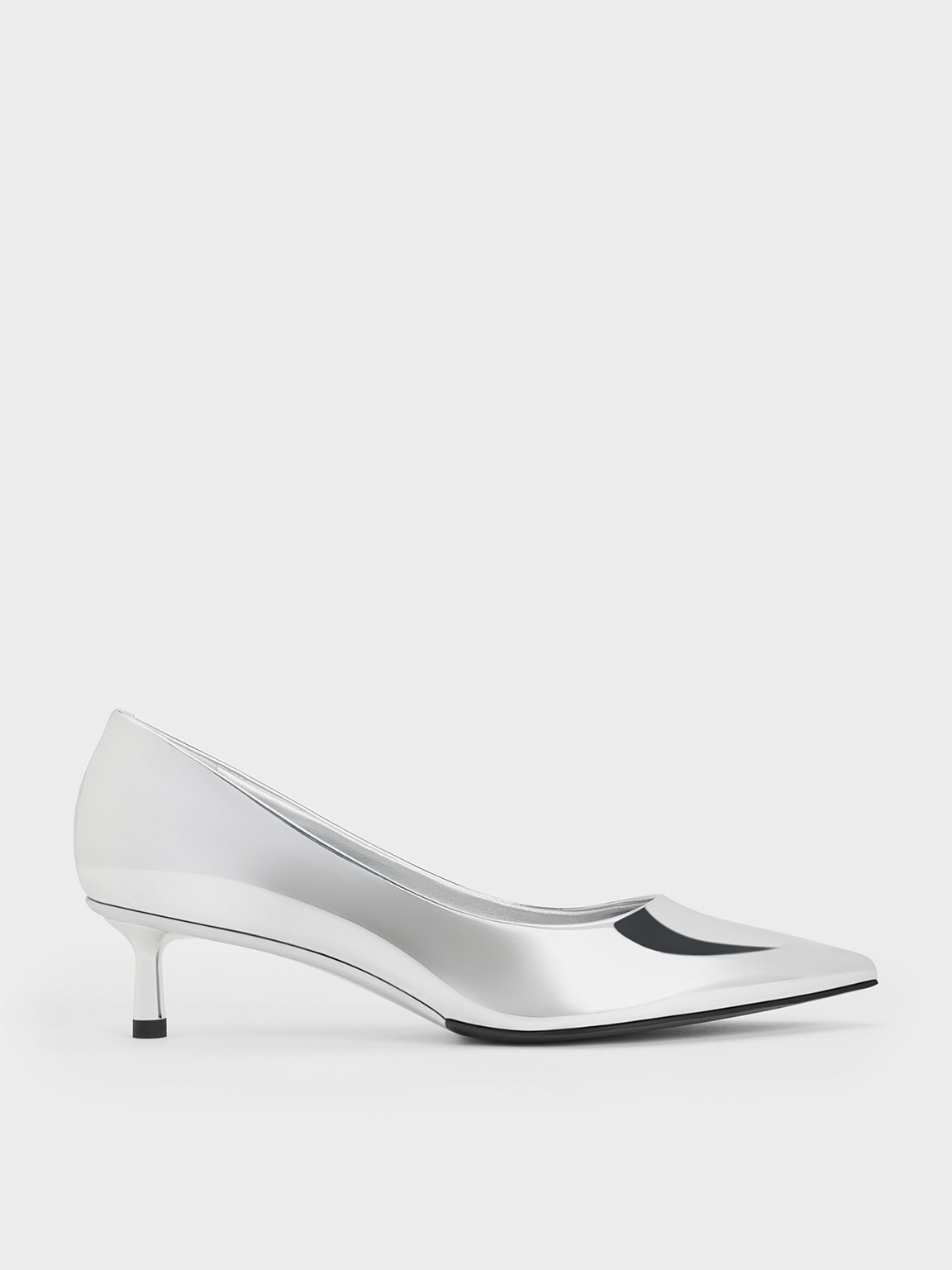 Charles & Keith - Curtis Metallic Pointed-Toe Kitten Heel Pumps