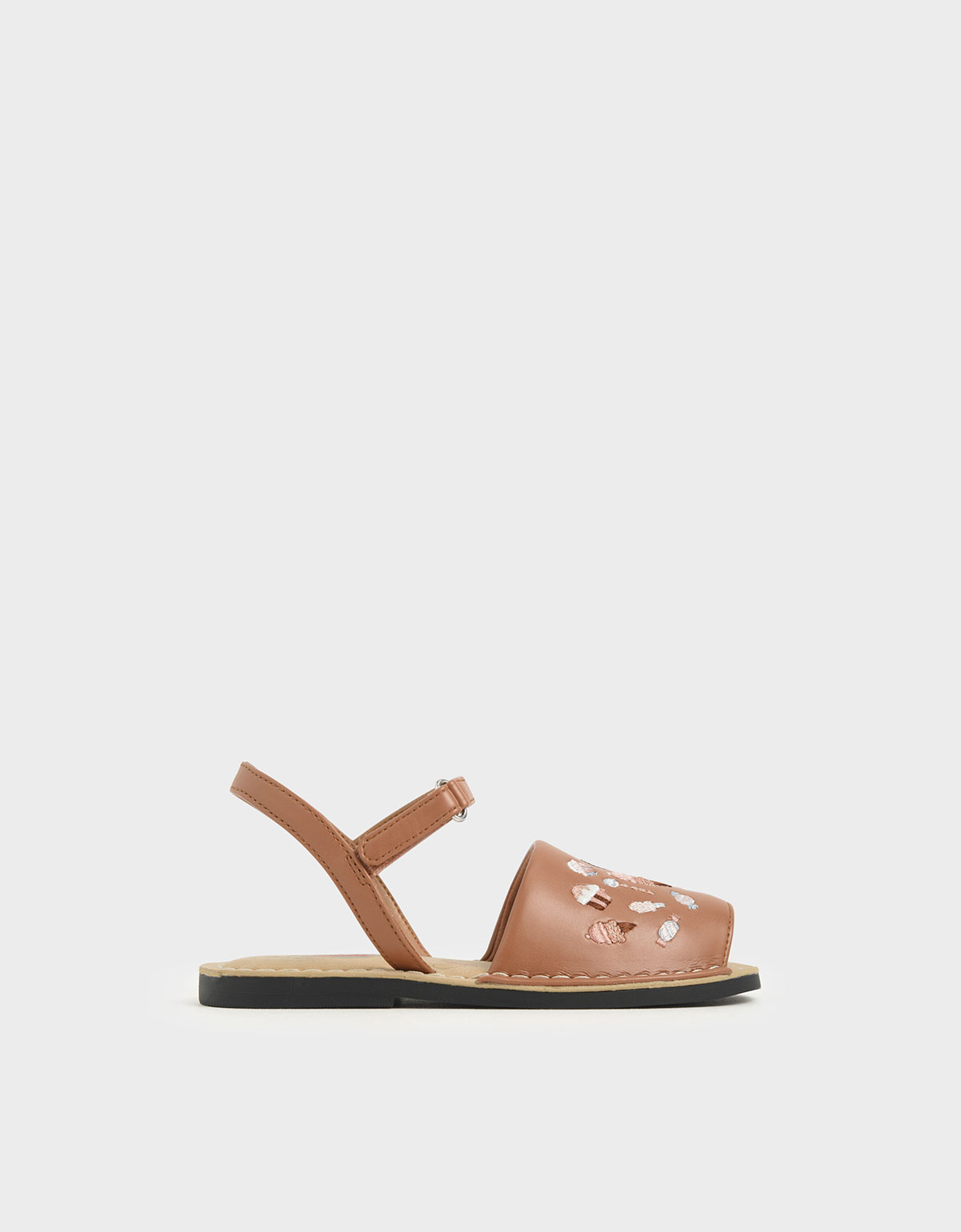 

Girls' Embroidered Sandals, Nude