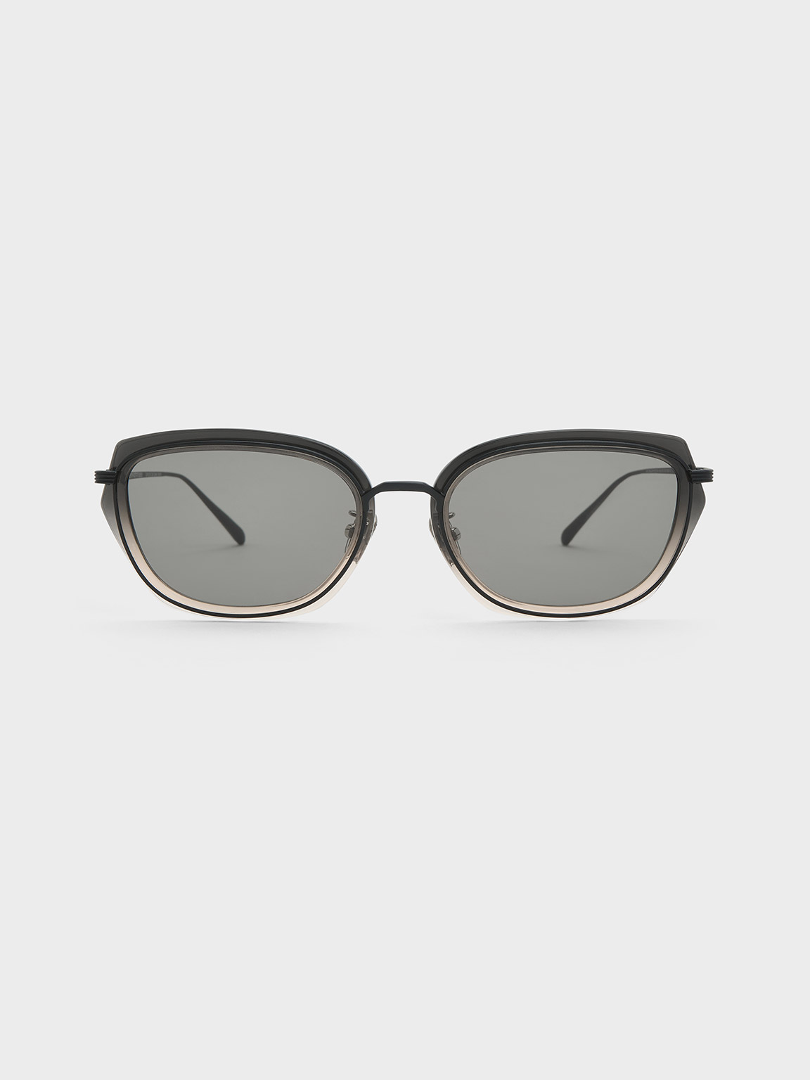 Metallic Rim Geometric-Frame Sunglasses