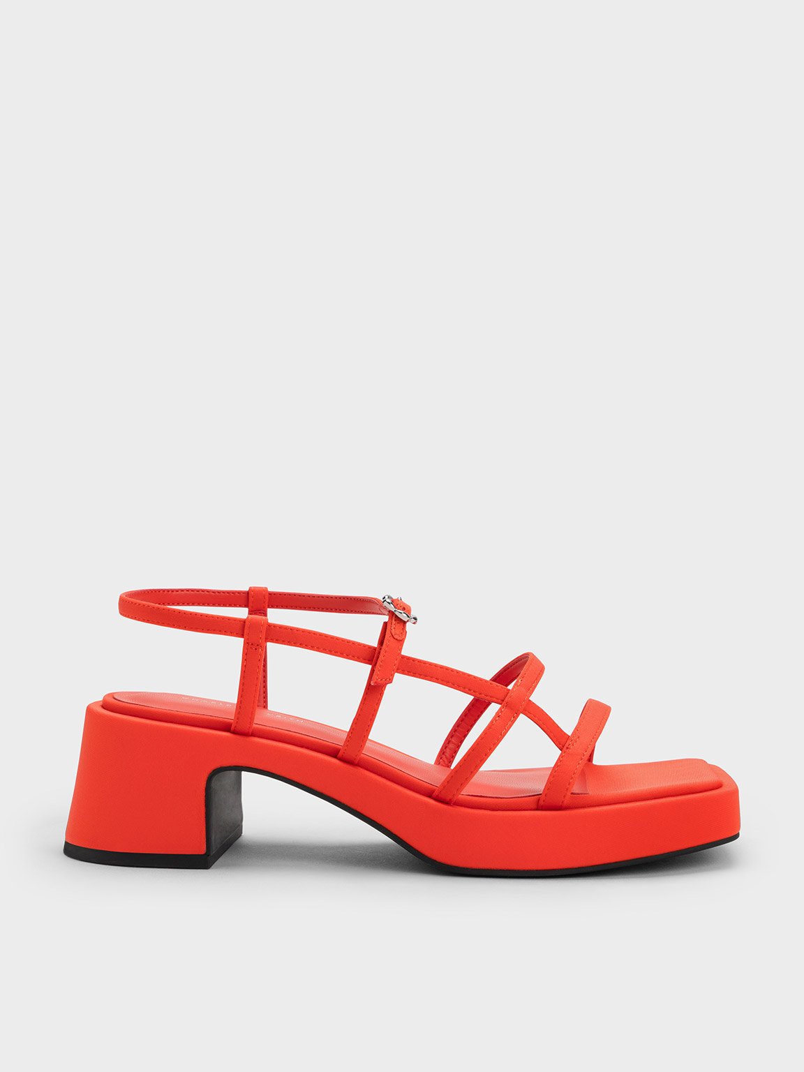 Charles & Keith Flower-buckle Strappy Sandals In Red
