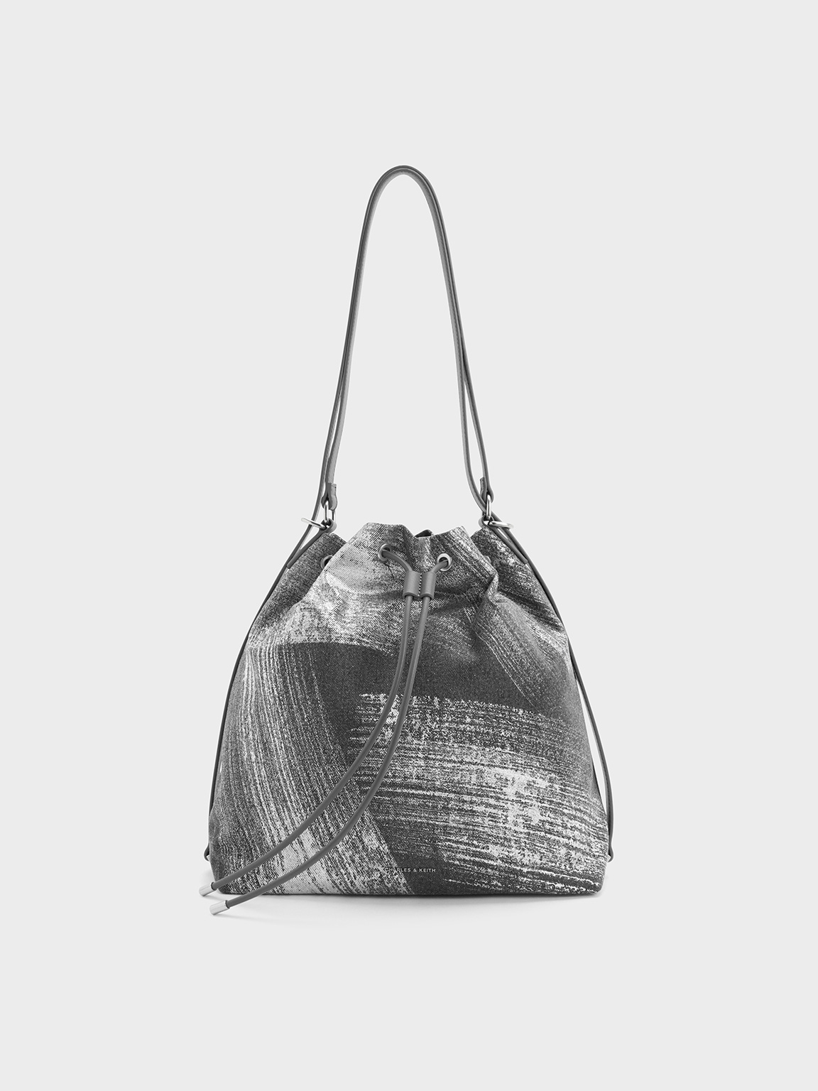 Silver Neva Brushed Denim Two-Way Bucket Bag - CHARLES